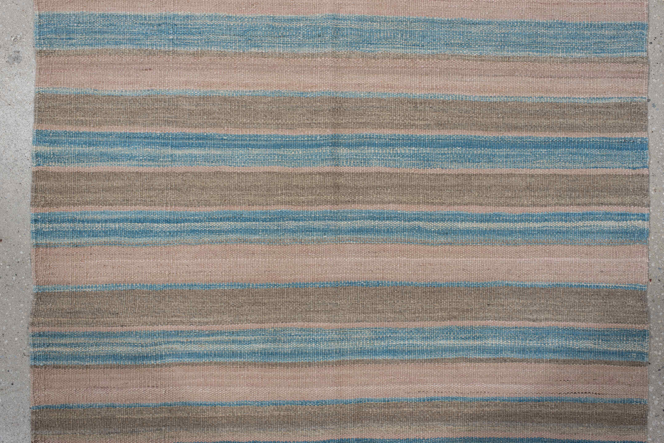 3' x 11' one-of-a-kind handmade vintage Kilim runner rug. Color palette: blue, brown, dark gray, dim gray, gainsboro, gray