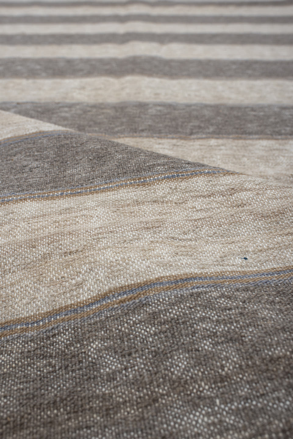 3' x 11' one-of-a-kind handmade vintage Kilim runner rug. Color palette: ivory, taupe, gray, cream, beige