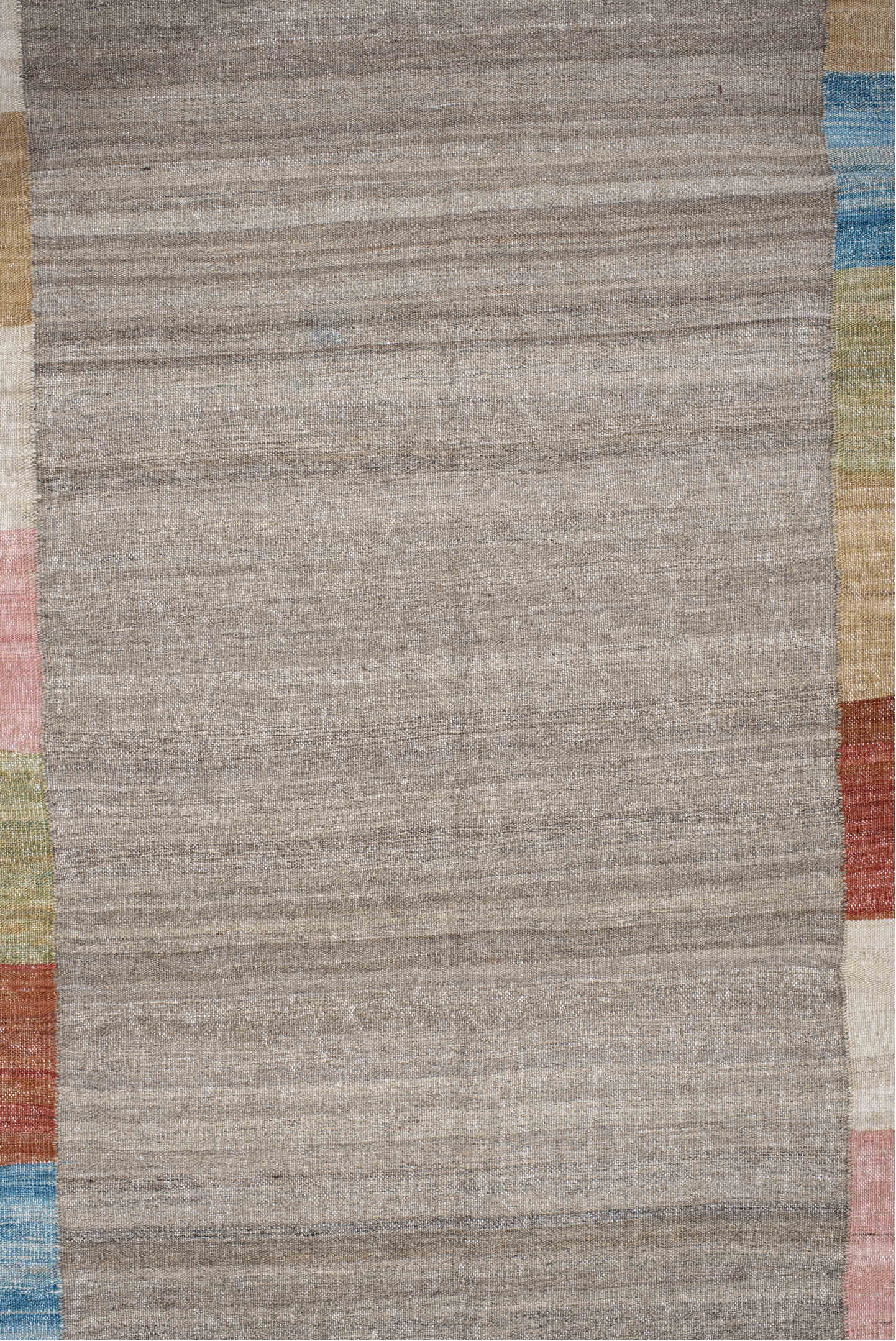 3' x 12' one-of-a-kind handmade vintage Kilim runner rug. Color palette: taupe, blush, olive, ivory, sky_blue, camel, rust