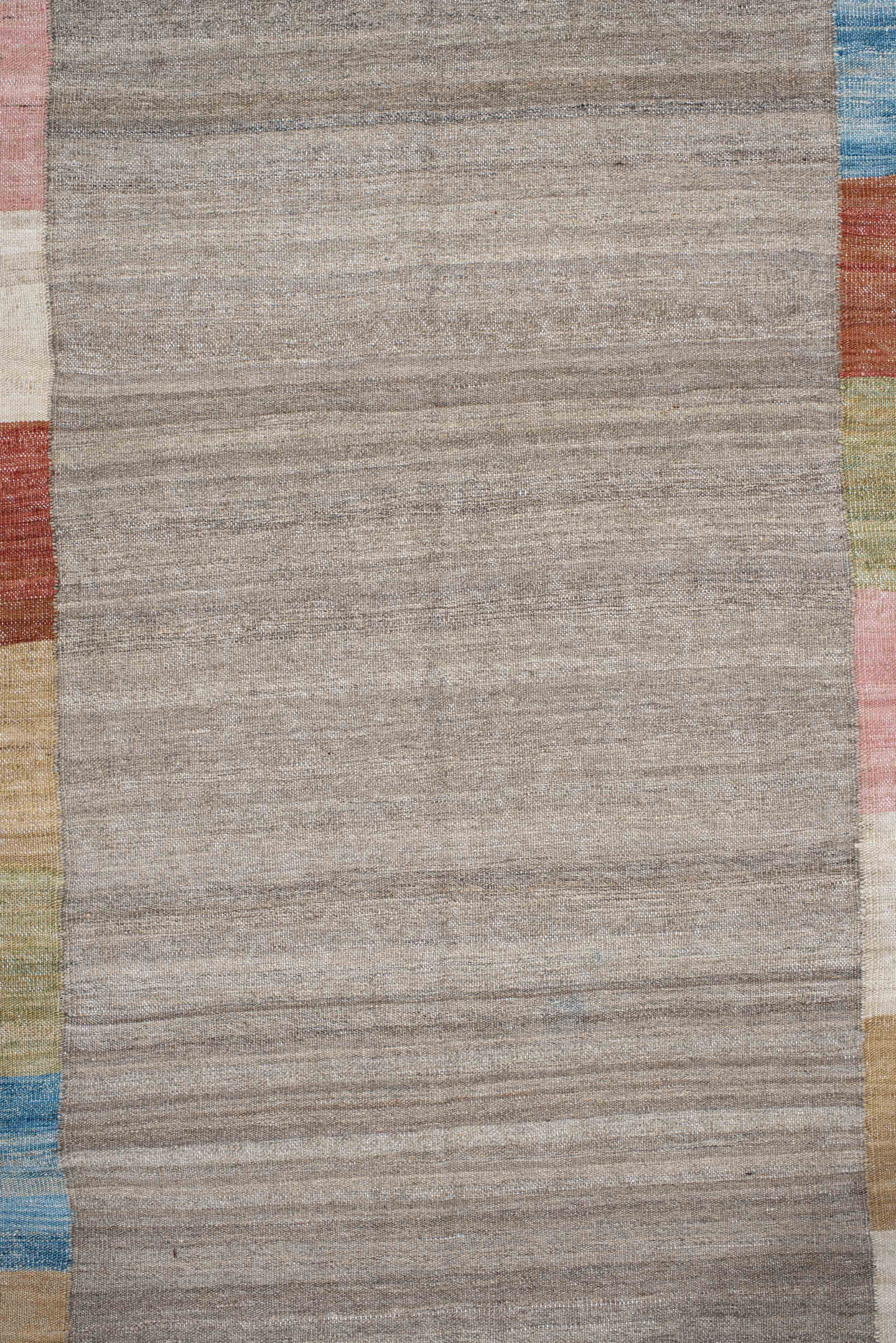 3' x 12' one-of-a-kind handmade vintage Kilim runner rug. Color palette: taupe, blush, olive, ivory, sky_blue, camel, rust