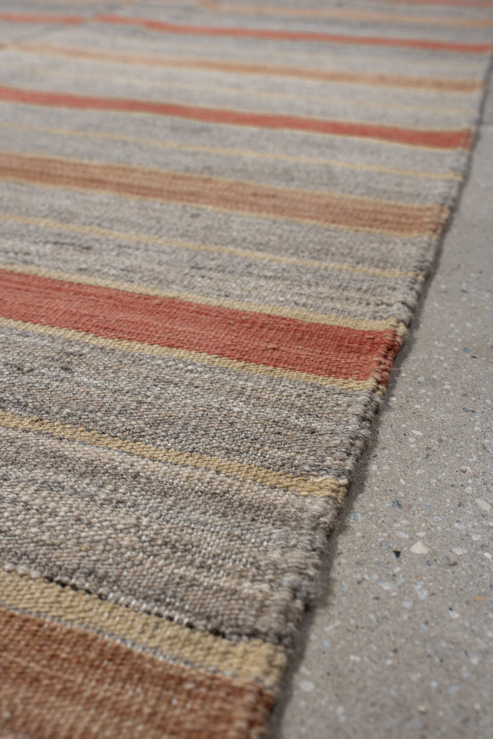 3' x 9' one-of-a-kind handmade vintage Kilim runner rug. Color palette: taupe, gray, rust, camel, ivory, beige, terracotta
