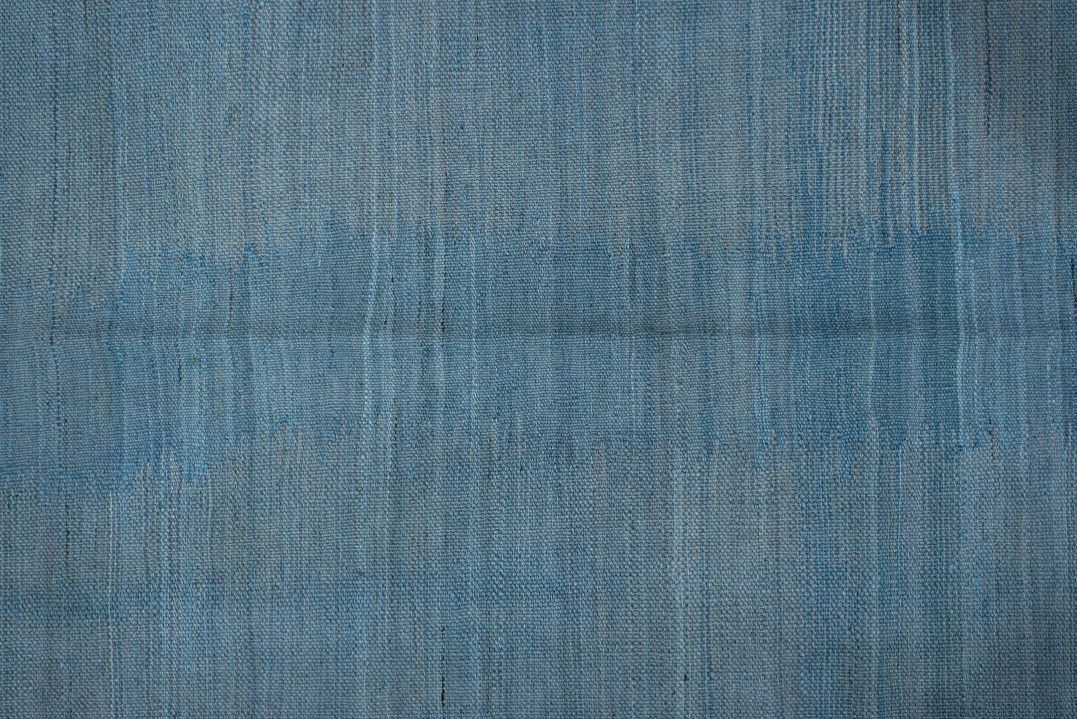 3' x 19' one-of-a-kind handmade vintage Kilim runner rug. Color palette: blue, gray, light blue, light gray