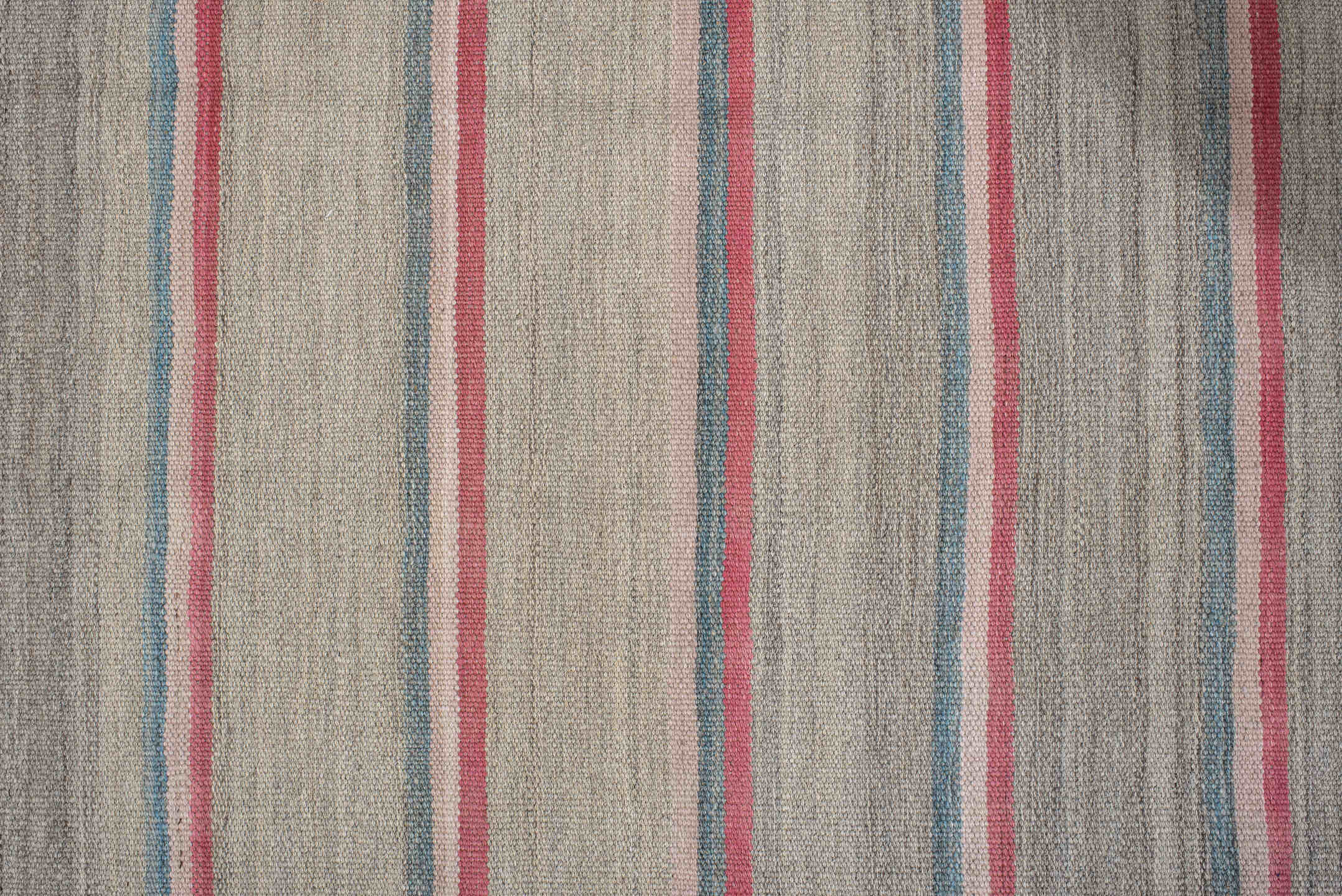 2' x 7' one-of-a-kind handmade vintage Kilim runner rug. Color palette: black, brown, dark gray, gray, light gray, pink, red