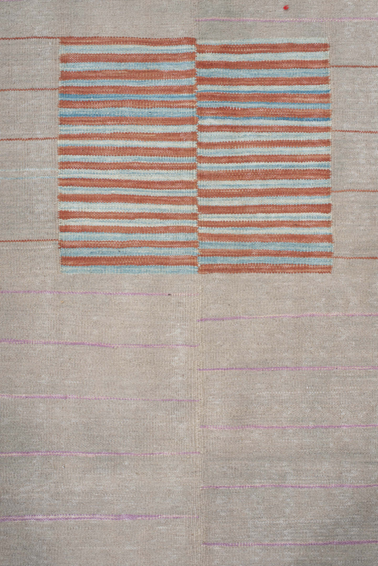 2' x 8' one-of-a-kind handmade vintage Kilim runner rug. Color palette: taupe, ivory, coral, pale_blue, lavender, beige