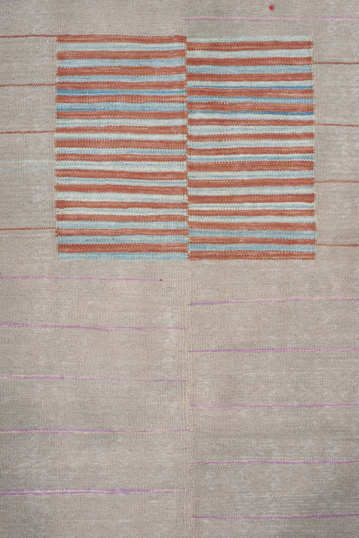 2' x 8' one-of-a-kind handmade vintage Kilim runner rug. Color palette: taupe, ivory, coral, pale_blue, lavender, beige