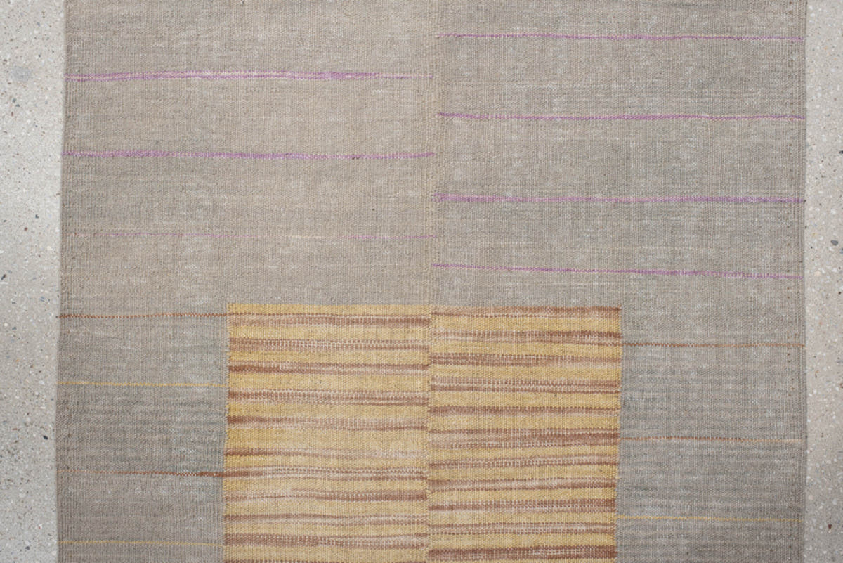 2' x 8' one-of-a-kind handmade vintage Kilim runner rug. Color palette: taupe, ivory, coral, pale_blue, lavender, beige