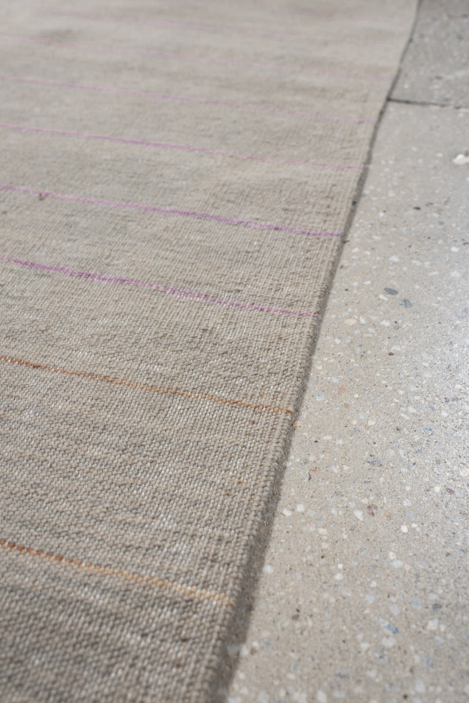 2' x 8' one-of-a-kind handmade vintage Kilim runner rug. Color palette: taupe, ivory, coral, pale_blue, lavender, beige