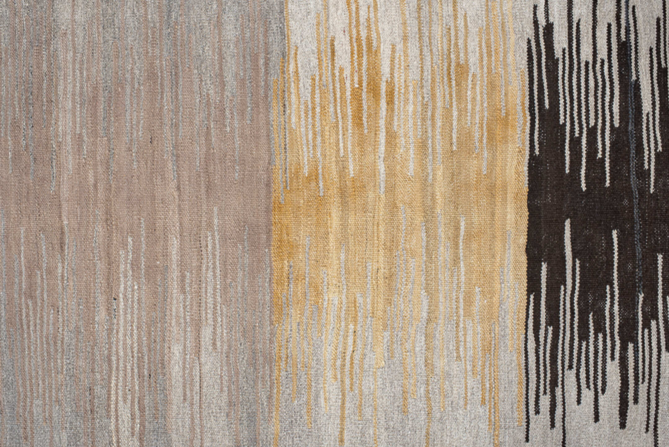 2' x 11' one-of-a-kind handmade vintage Kilim runner rug. Color palette: black, blue, brown, charcoal, dark gray, gray