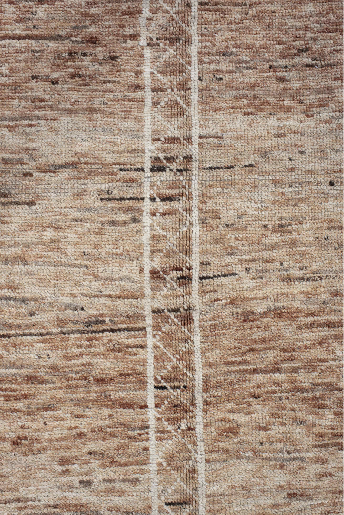 10' x 13' one-of-a-kind handmade vintage Tulu large size rug. Color palette: camel, ivory, taupe, brown, charcoal, beige