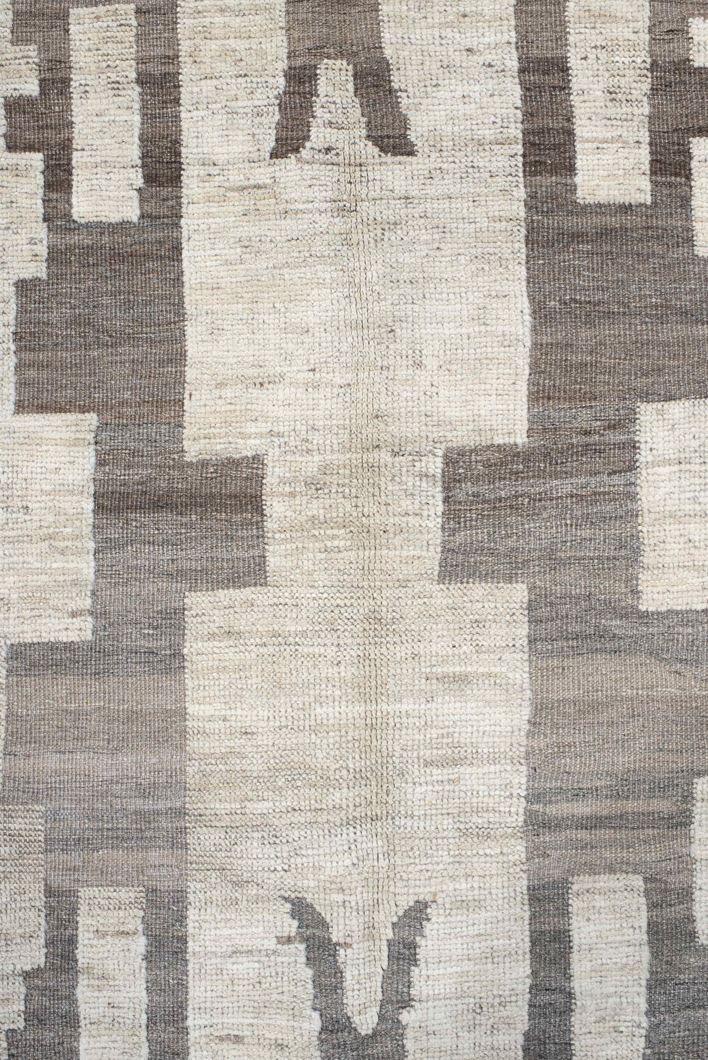 10' x 13' one-of-a-kind handmade vintage Tulu large size rug. Color palette: ivory, gray, taupe, beige