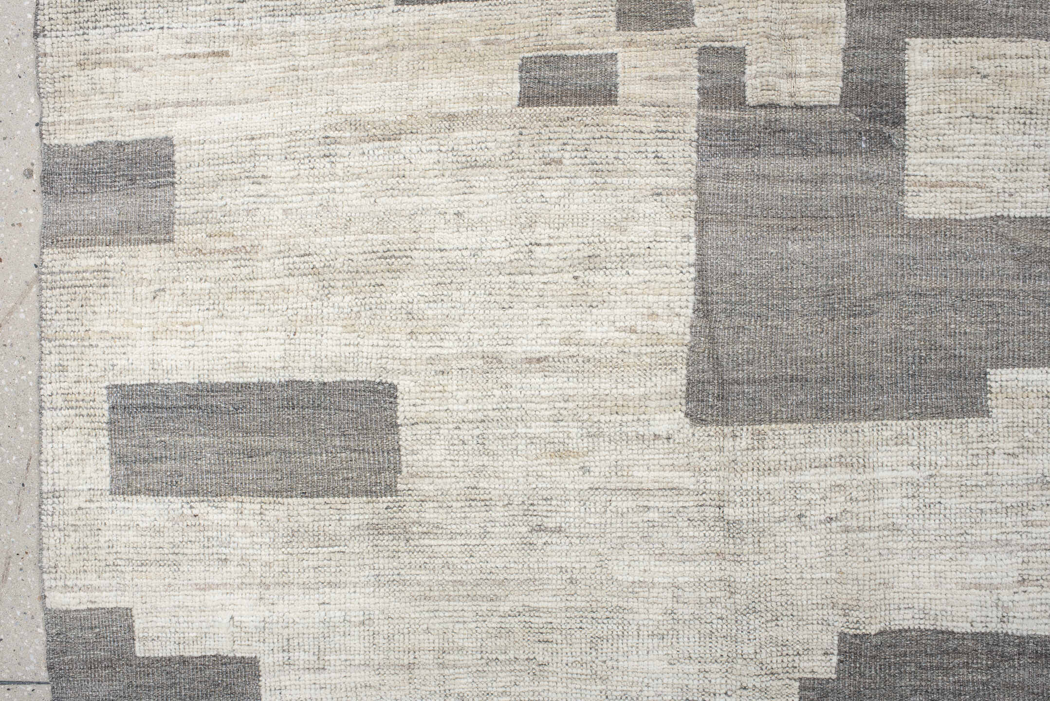 10' x 13' one-of-a-kind handmade vintage Tulu large size rug. Color palette: ivory, gray, taupe, beige