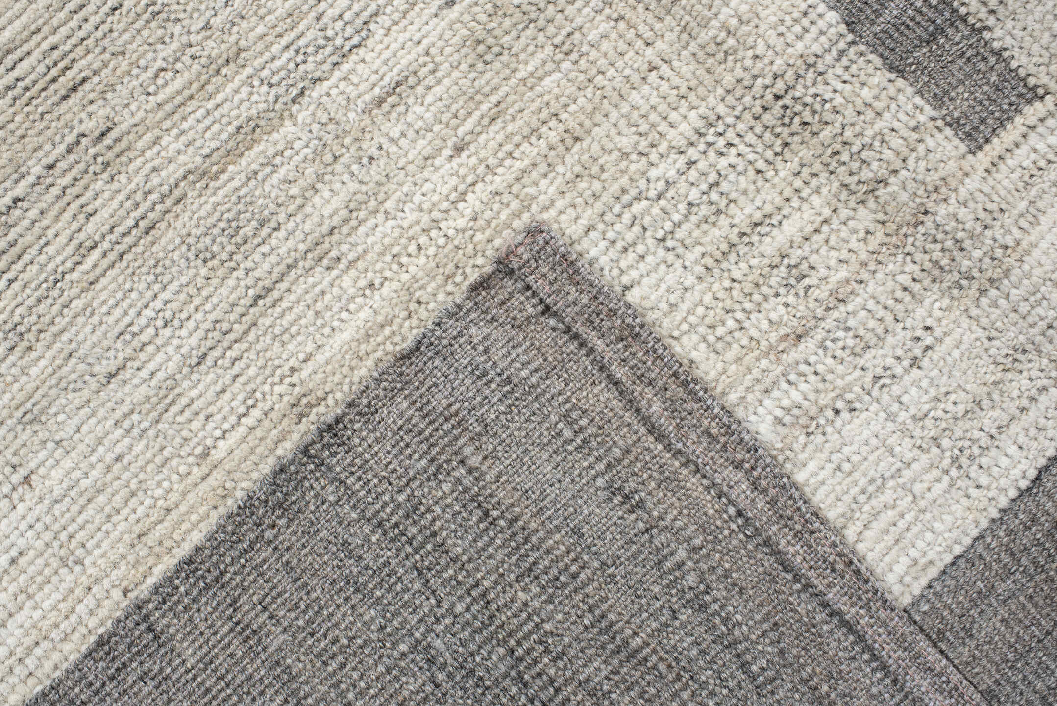 10' x 13' one-of-a-kind handmade vintage Tulu large size rug. Color palette: ivory, gray, taupe, beige