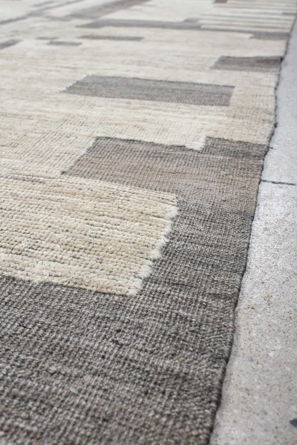 10' x 13' one-of-a-kind handmade vintage Tulu large size rug. Color palette: ivory, gray, taupe, beige