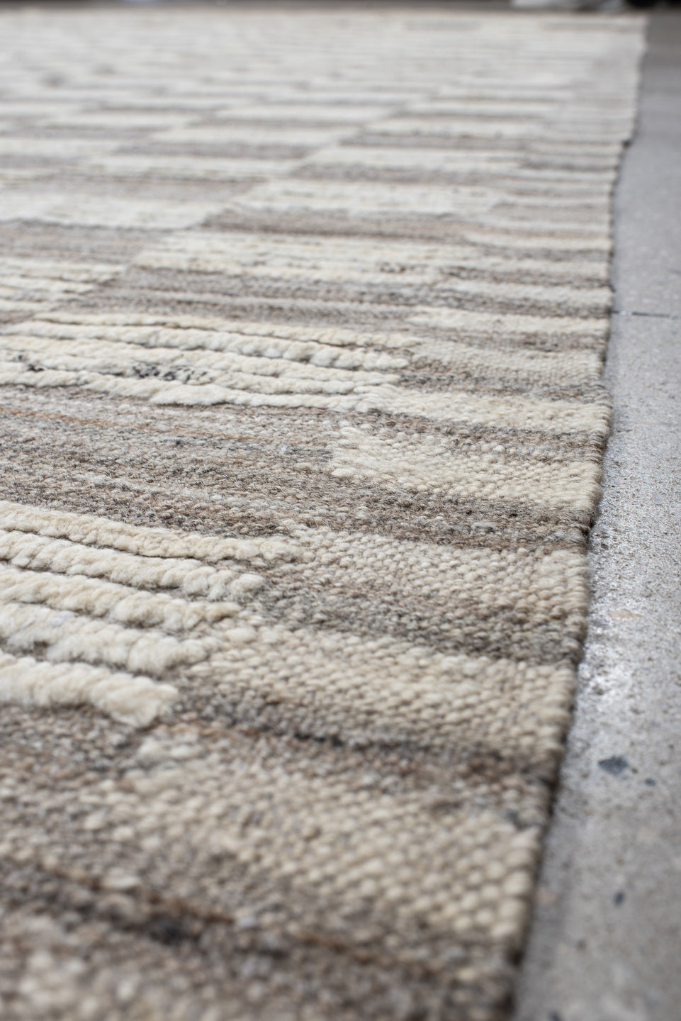10' x 14' one-of-a-kind handmade vintage Tulu large size rug. Color palette: taupe, ivory, gray, cream, beige