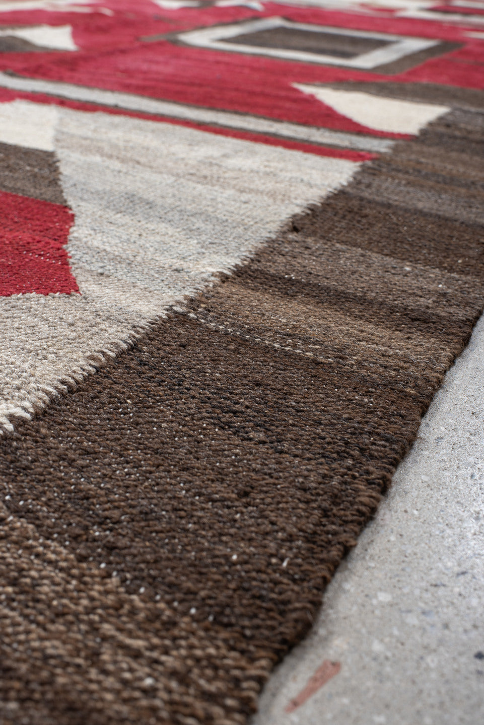 8' x 11' one-of-a-kind handmade vintage Kilim large size rug. Color palette: red, ivory, charcoal, taupe, cream, gray, black