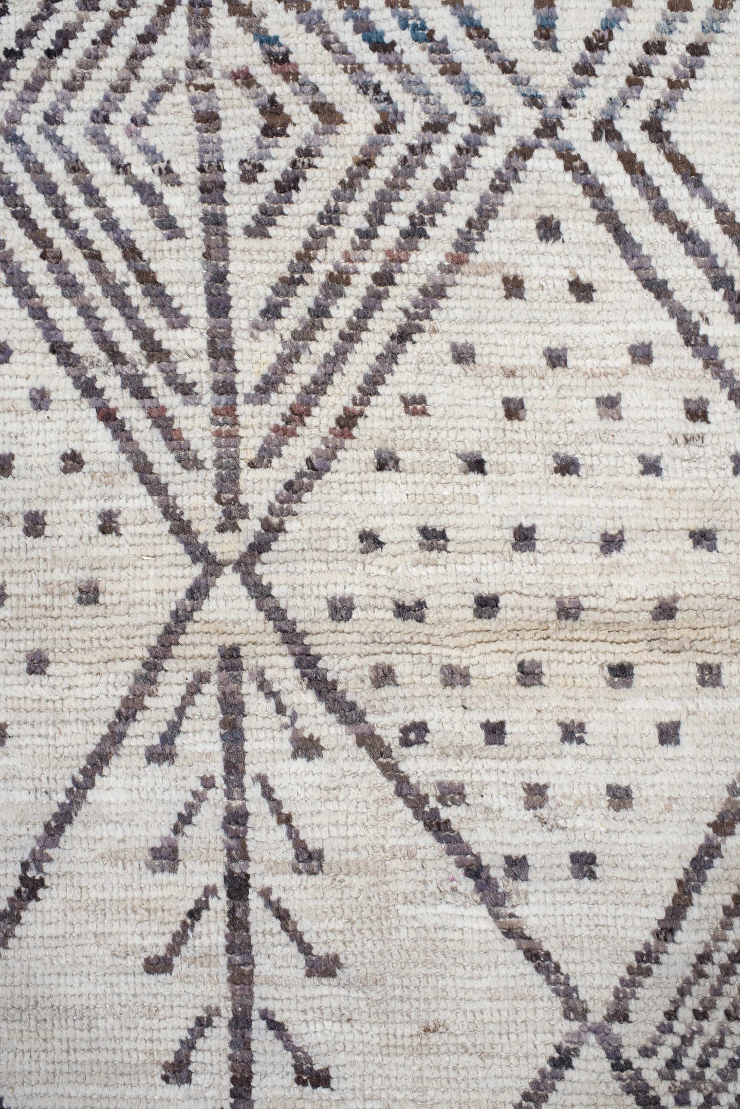 10' x 14' one-of-a-kind handmade vintage Tulu large size rug. Color palette: ivory, charcoal, taupe, brown, gray, black