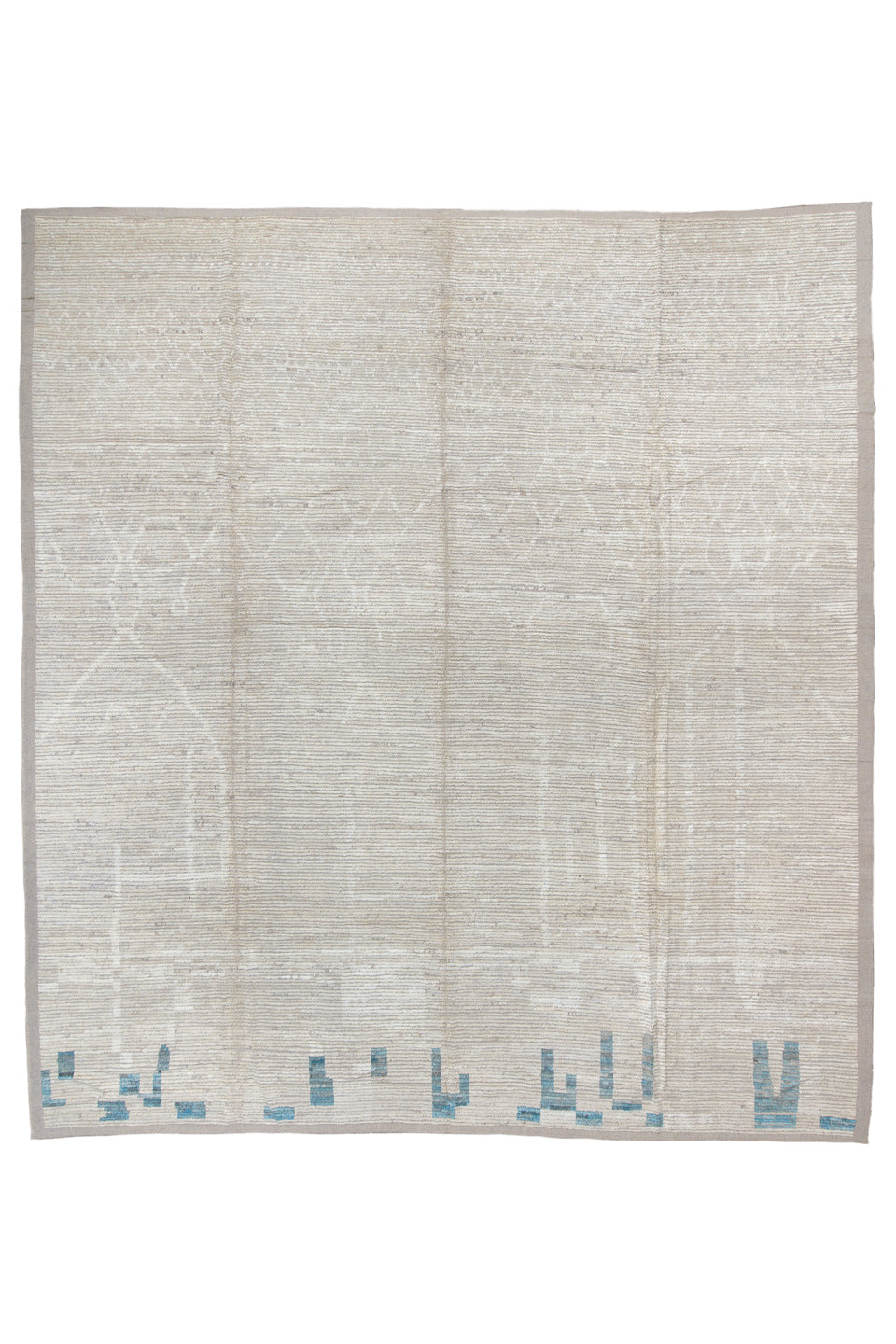 13' x 14' one-of-a-kind handmade vintage Tulu oversize rug. Color palette: dark gray, gainsboro, gray, light gray, off-white