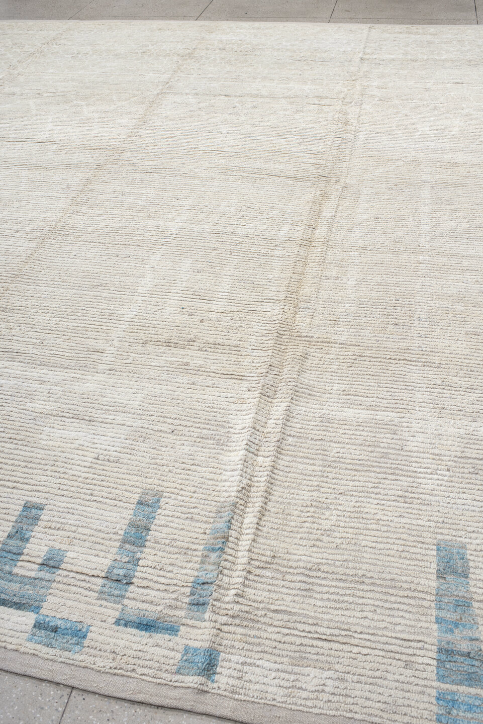 13' x 14' one-of-a-kind handmade vintage Tulu oversize rug. Color palette: dark gray, gainsboro, gray, light gray, off-white