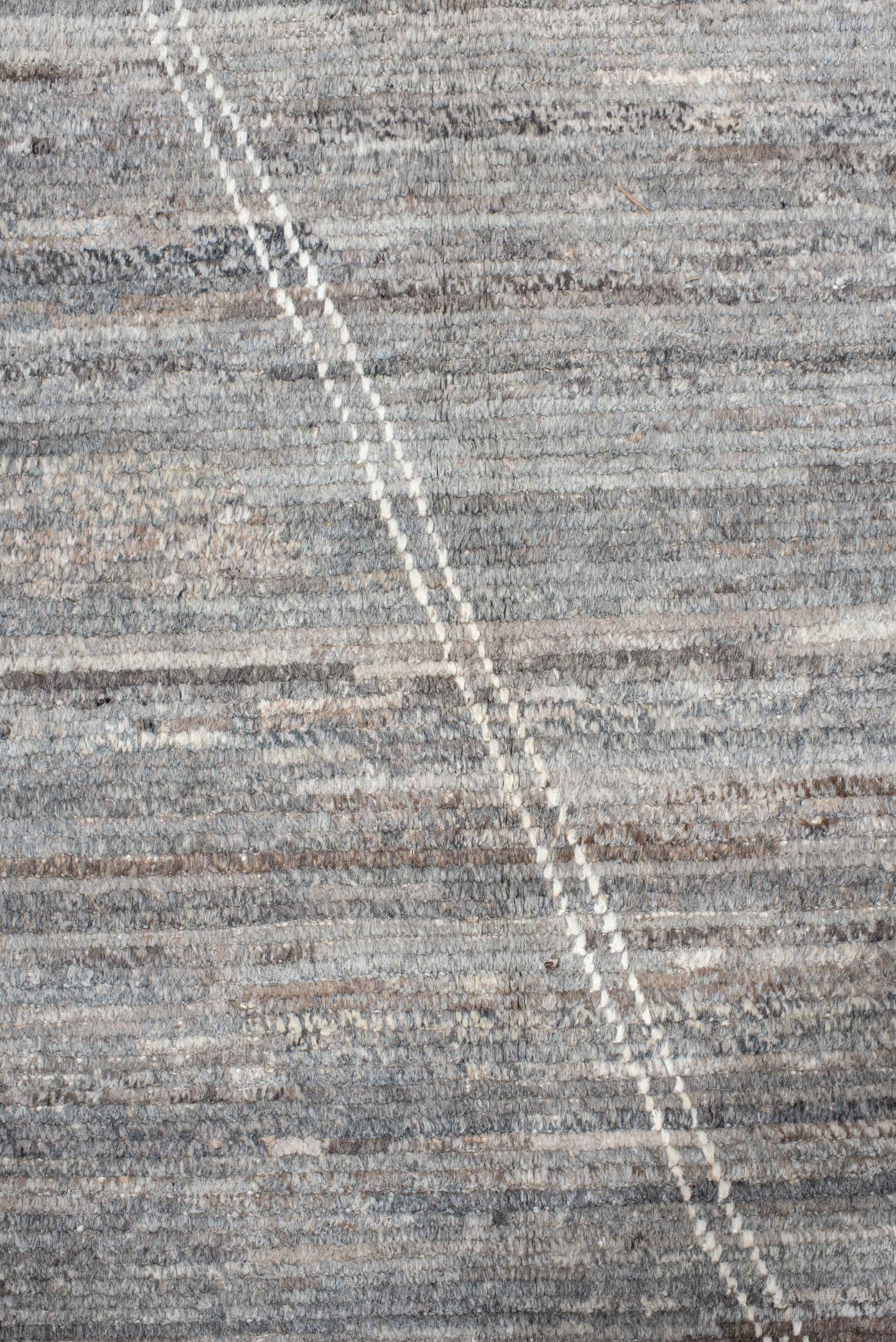 10' x 13' one-of-a-kind handmade vintage Tulu large size rug. Color palette: gray, taupe, ivory, greige, charcoal, beige