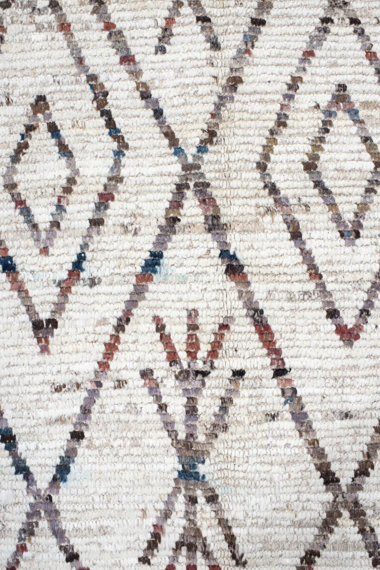 10' x 13' one-of-a-kind handmade vintage Tulu large size rug. Color palette: ivory, taupe, charcoal, slate, rose, camel