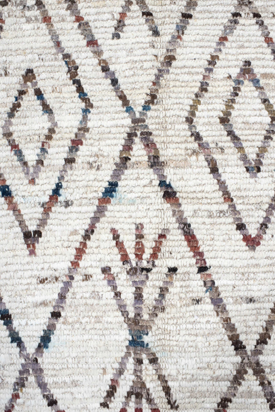 10' x 13' one-of-a-kind handmade vintage Tulu large size rug. Color palette: ivory, taupe, charcoal, slate, rose, camel