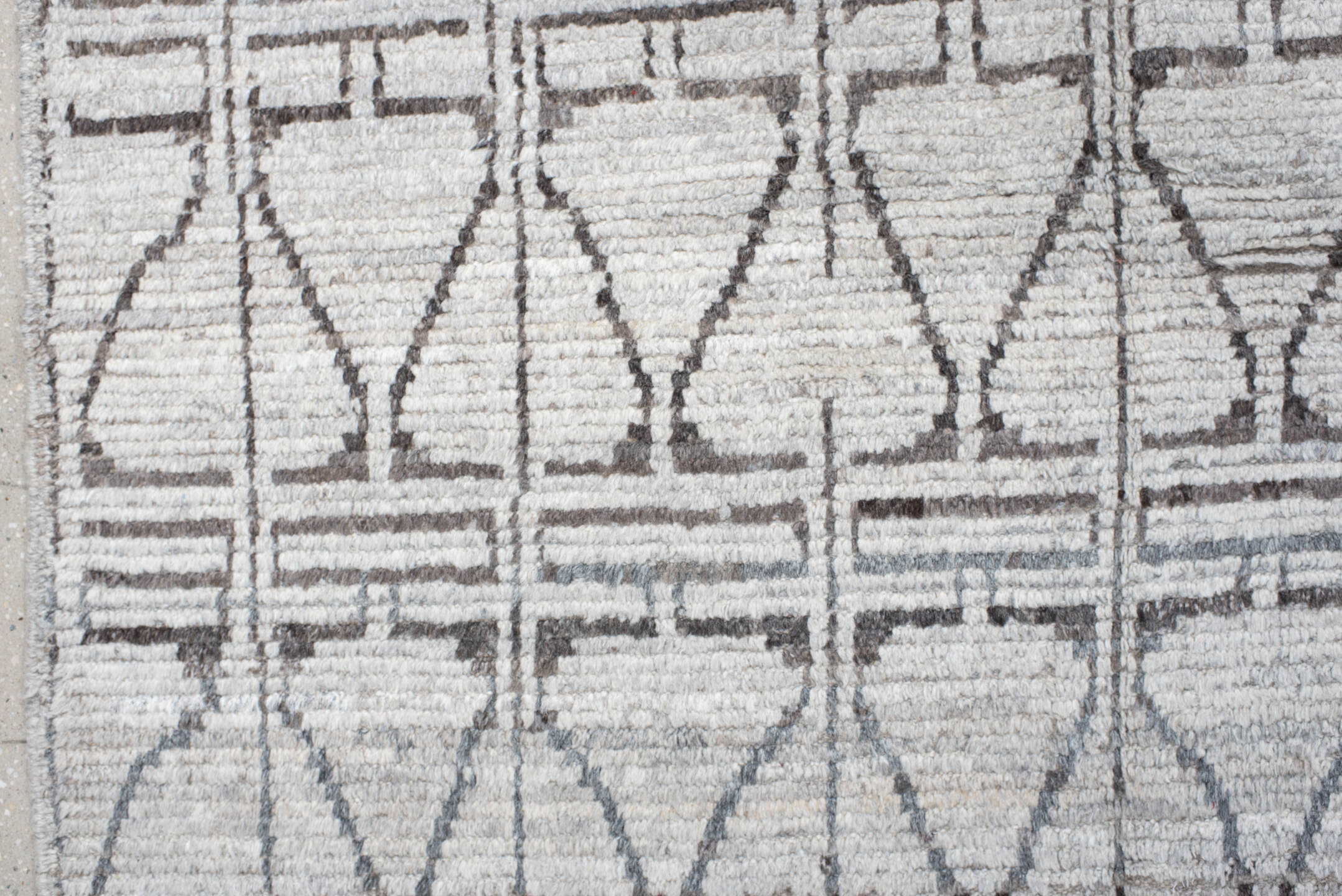 10' x 14' one-of-a-kind handmade vintage Tulu large size rug. Color palette: ivory, taupe, gray, cream, beige