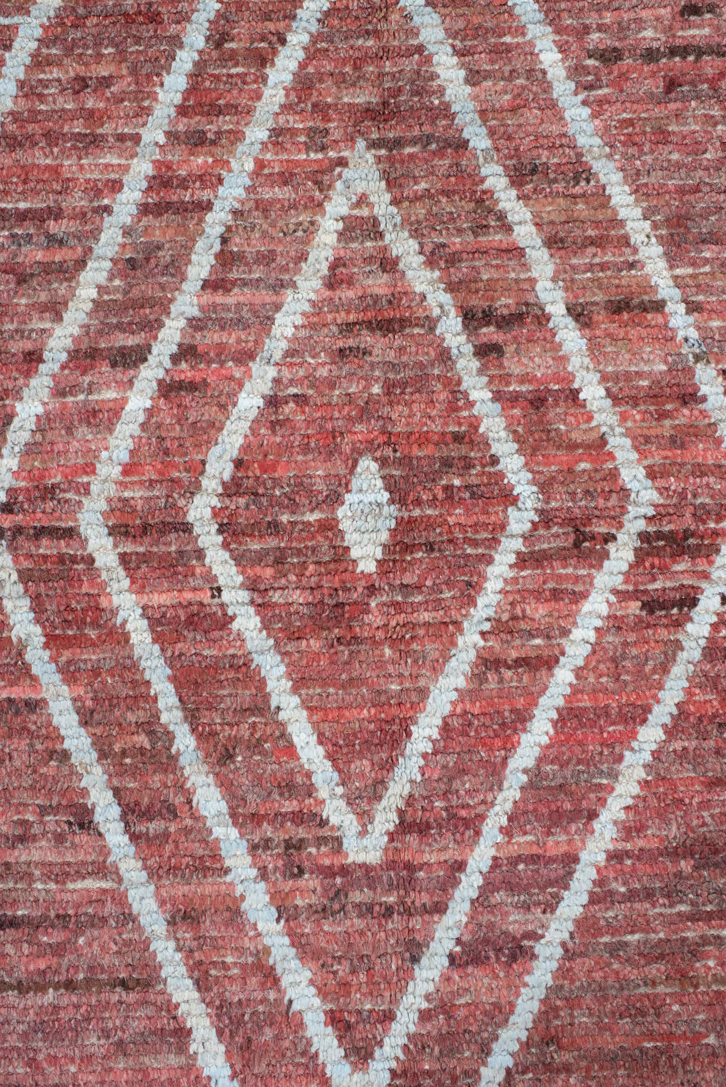 10' x 14' one-of-a-kind handmade vintage Tulu large size rug. Color palette: terra cotta, ivory, rose, rust, charcoal