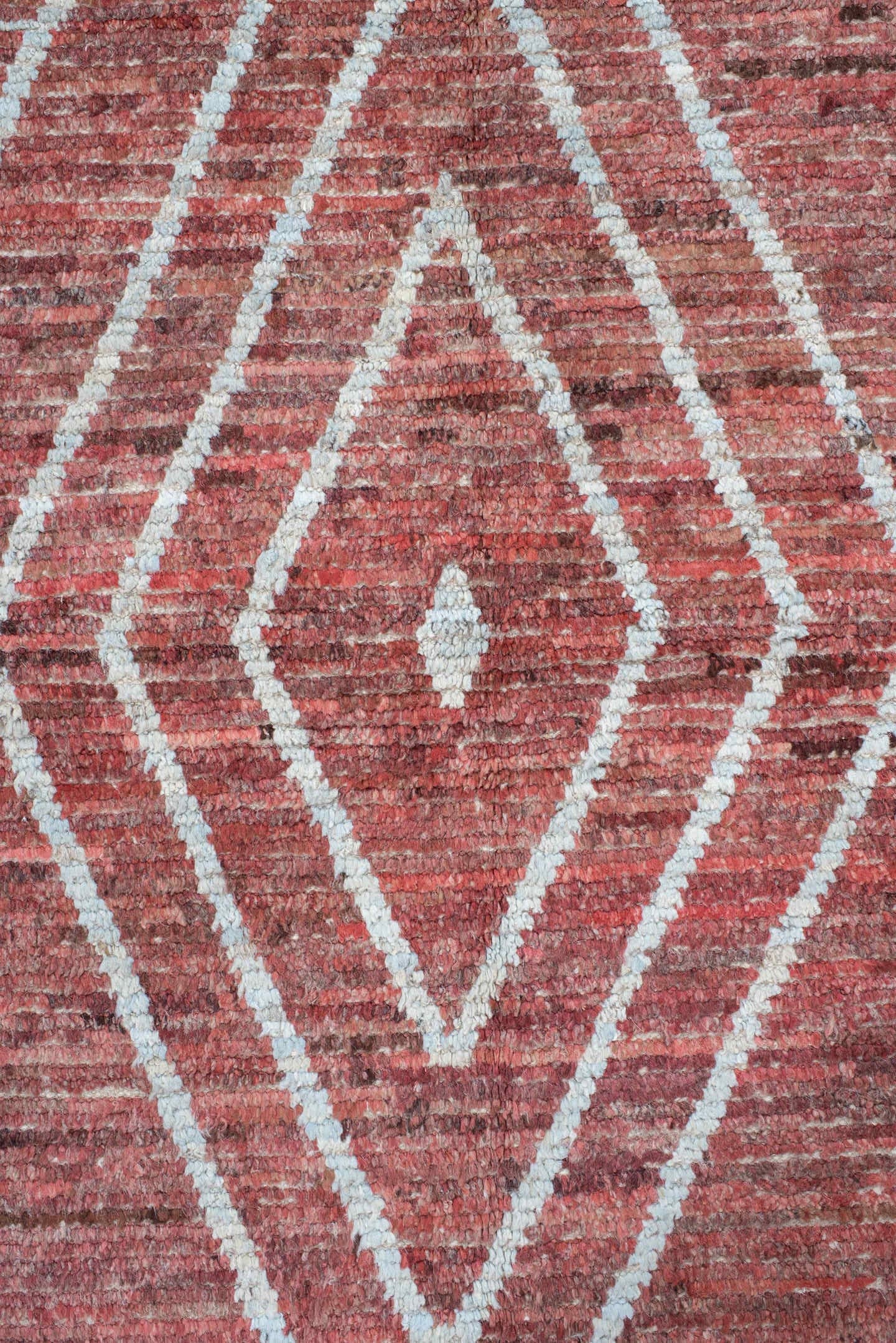 10' x 14' one-of-a-kind handmade vintage Tulu large size rug. Color palette: terra cotta, ivory, rose, rust, charcoal