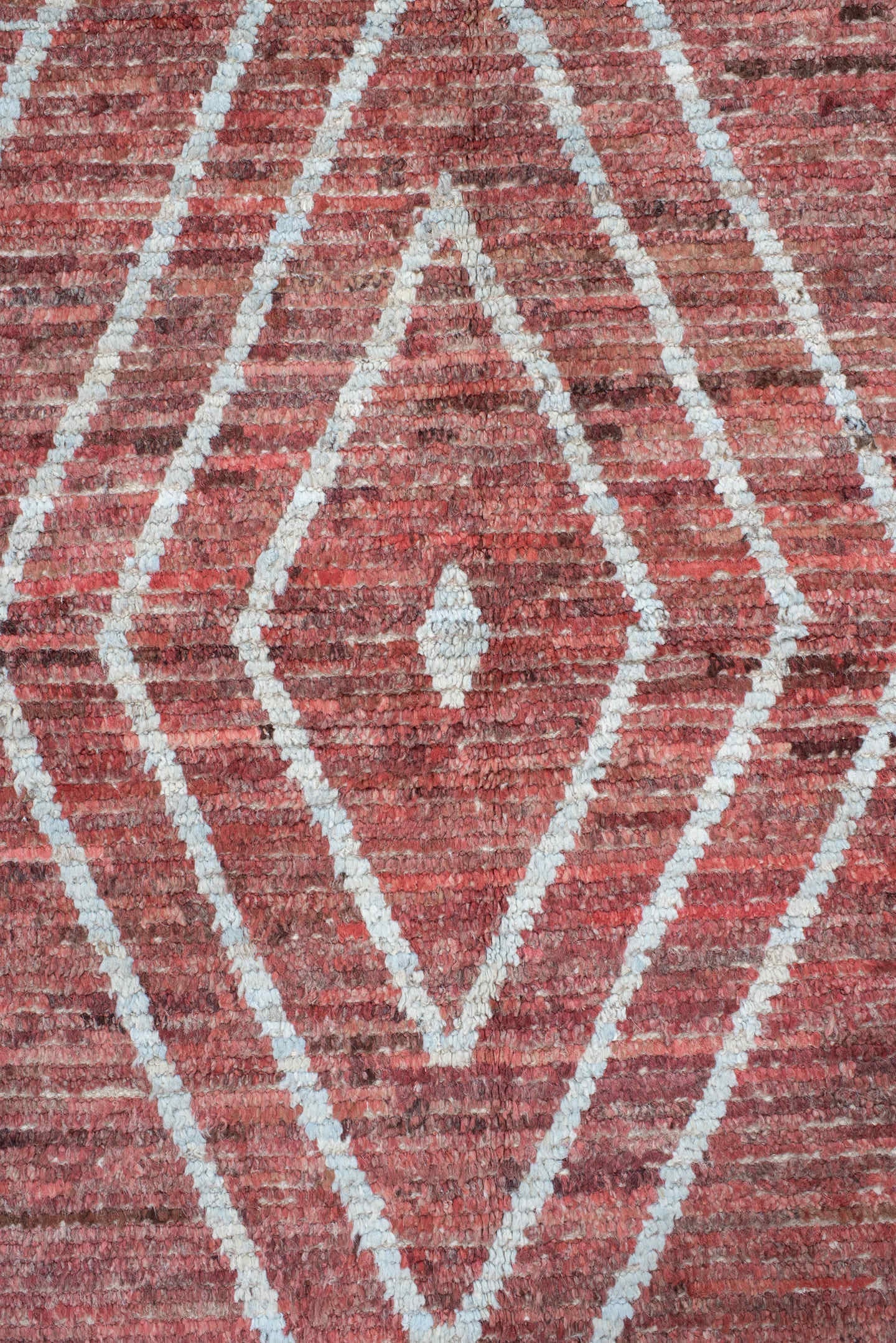 10' x 14' one-of-a-kind handmade vintage Tulu large size rug. Color palette: terra cotta, ivory, rose, rust, charcoal