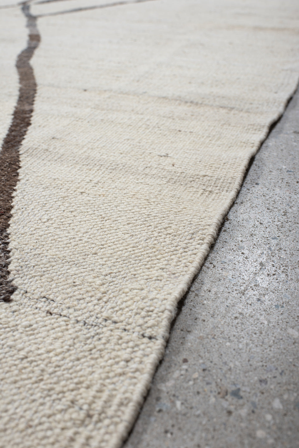 11' x 14' one-of-a-kind handmade vintage Kilim oversize rug. Color palette: ivory, charcoal, taupe, gray, black, beige