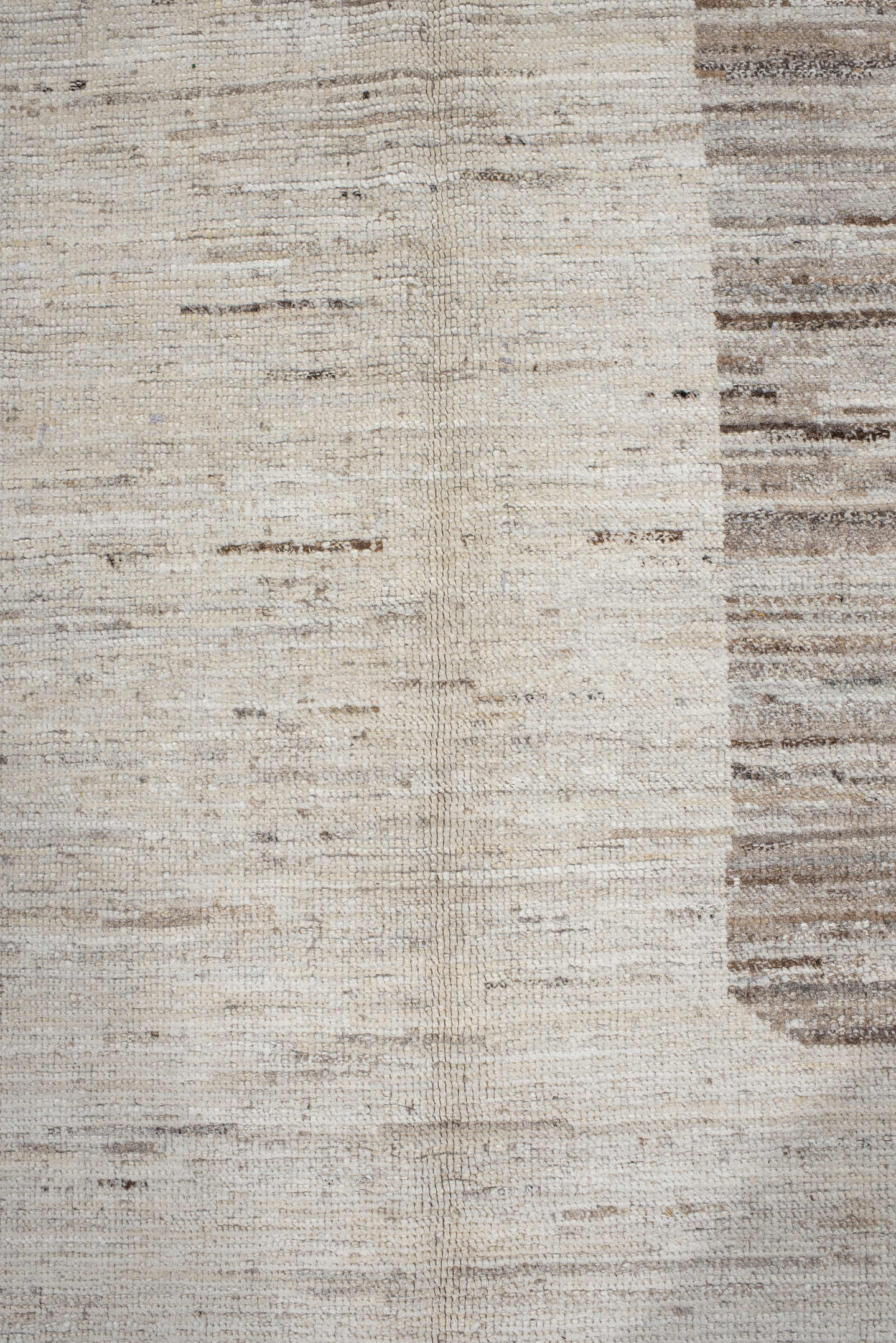 9' x 13' one-of-a-kind handmade vintage Tulu large size rug. Color palette: ivory, taupe, beige, cream, greige, stone, gray
