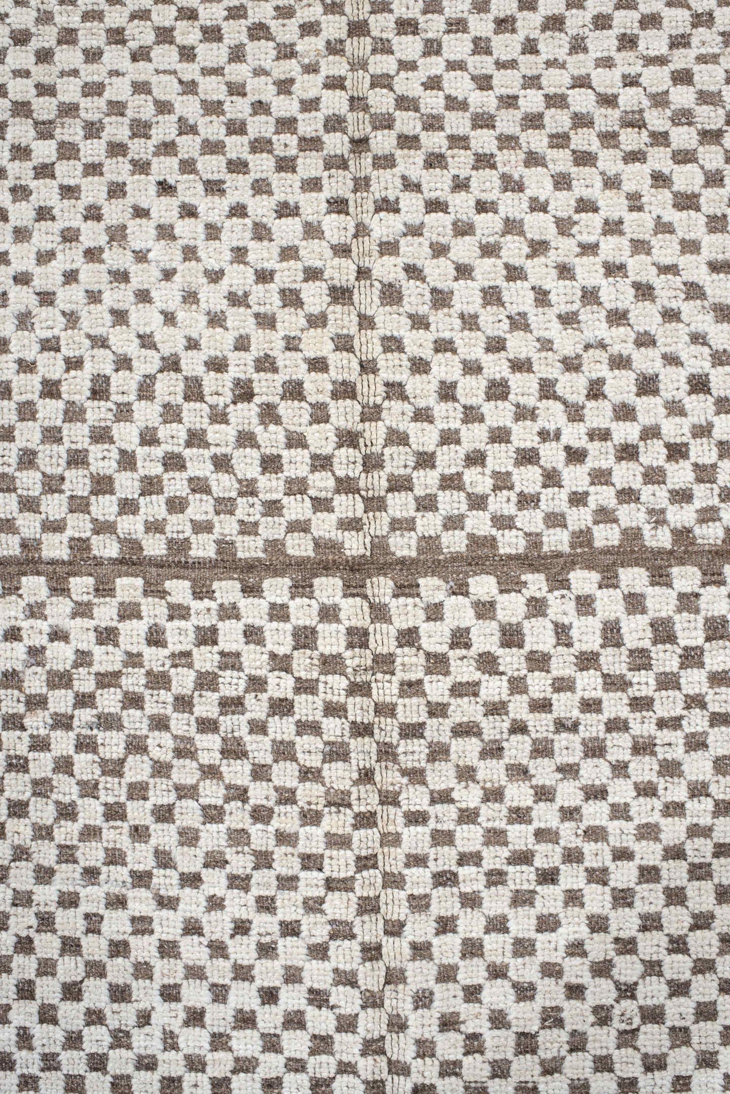 9' x 11' one-of-a-kind handmade vintage Tulu large size rug. Color palette: ivory, taupe, brown, beige, gray