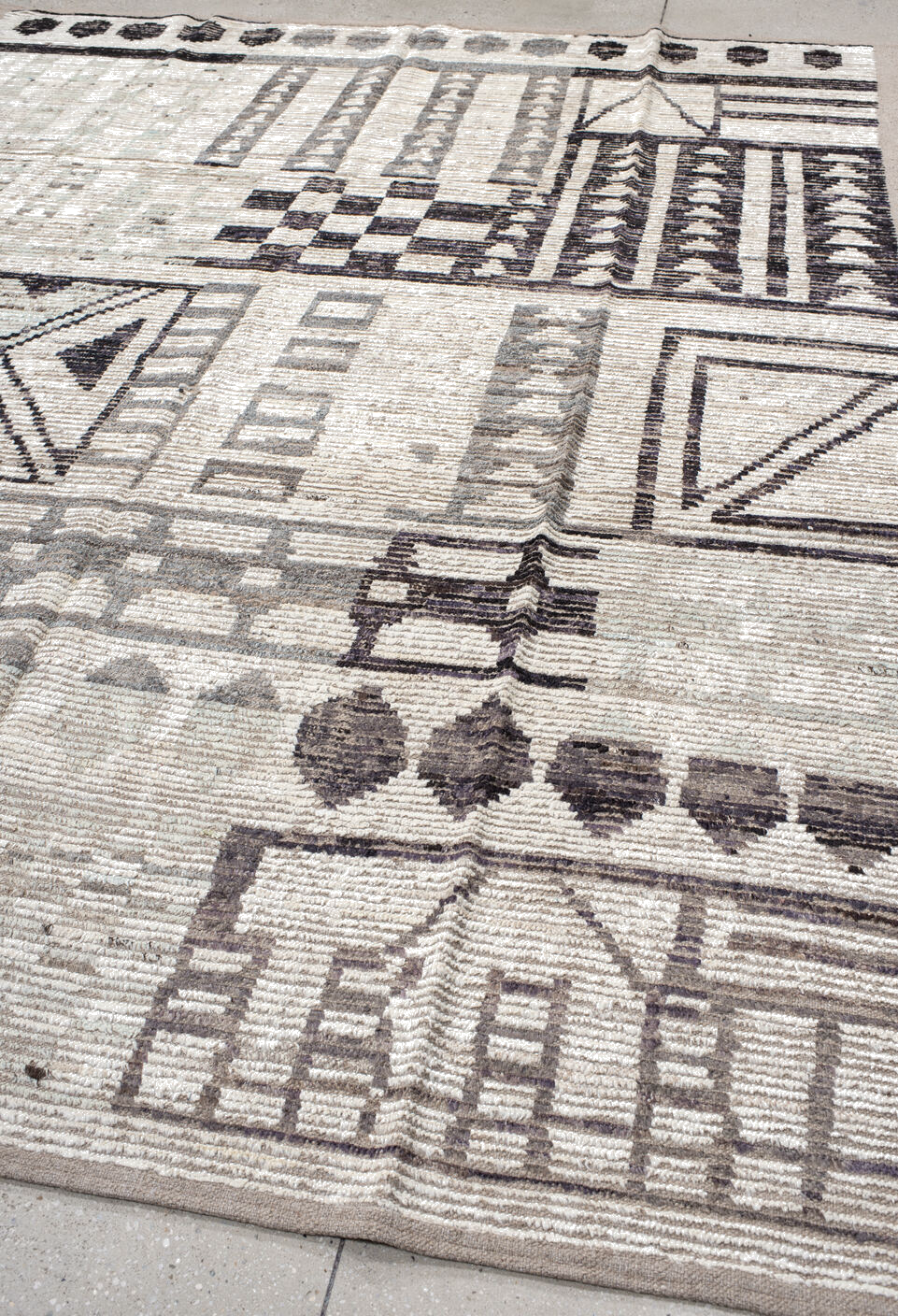 8' x 10' one-of-a-kind handmade vintage Tulu large size rug. Color palette: black, charcoal, dark gray, dim gray