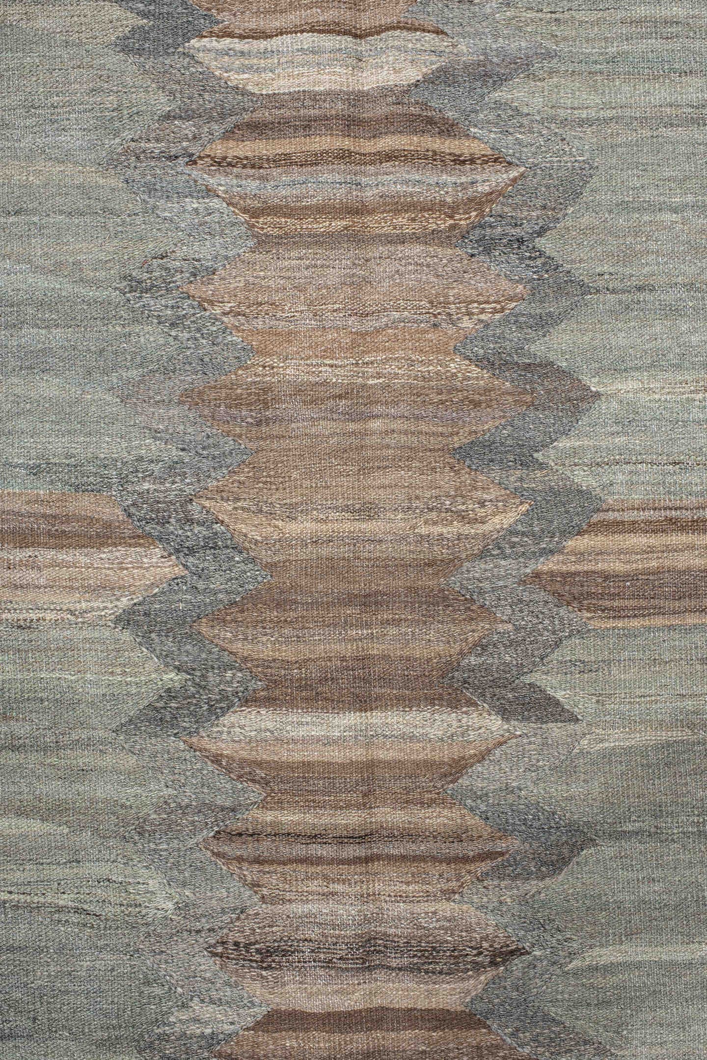 13' x 16' one-of-a-kind handmade vintage Kilim oversize rug. Color palette: taupe, blue_gray, ivory, slate, beige, brown