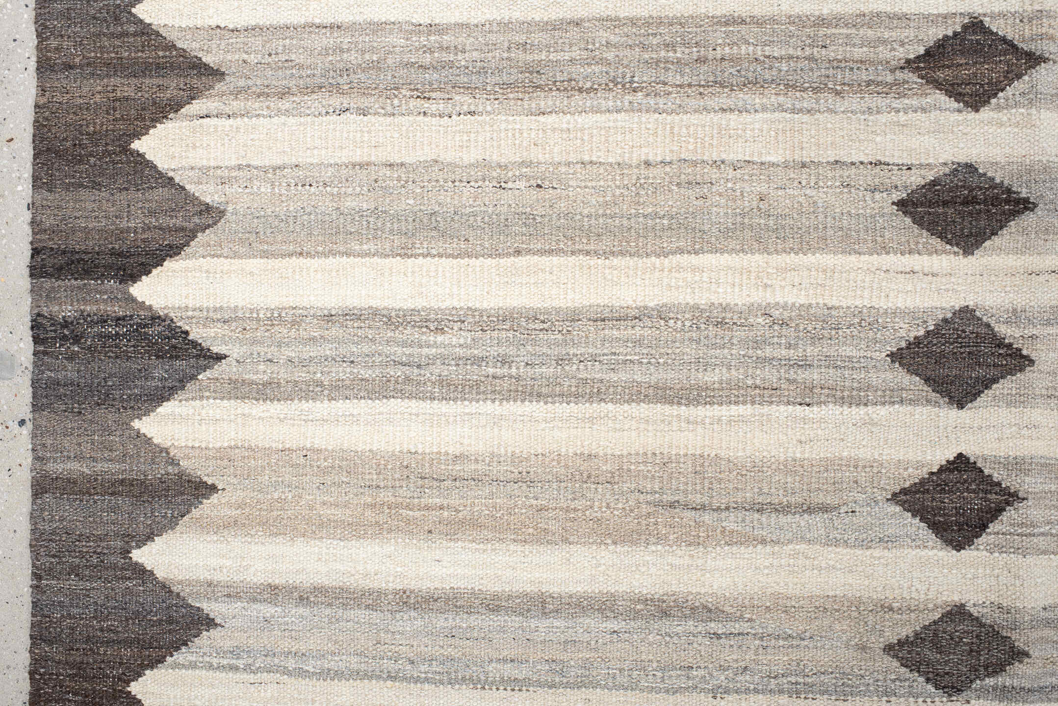 13' x 18' one-of-a-kind handmade vintage Kilim oversize rug. Color palette: ivory, charcoal, taupe, gray, cream, black