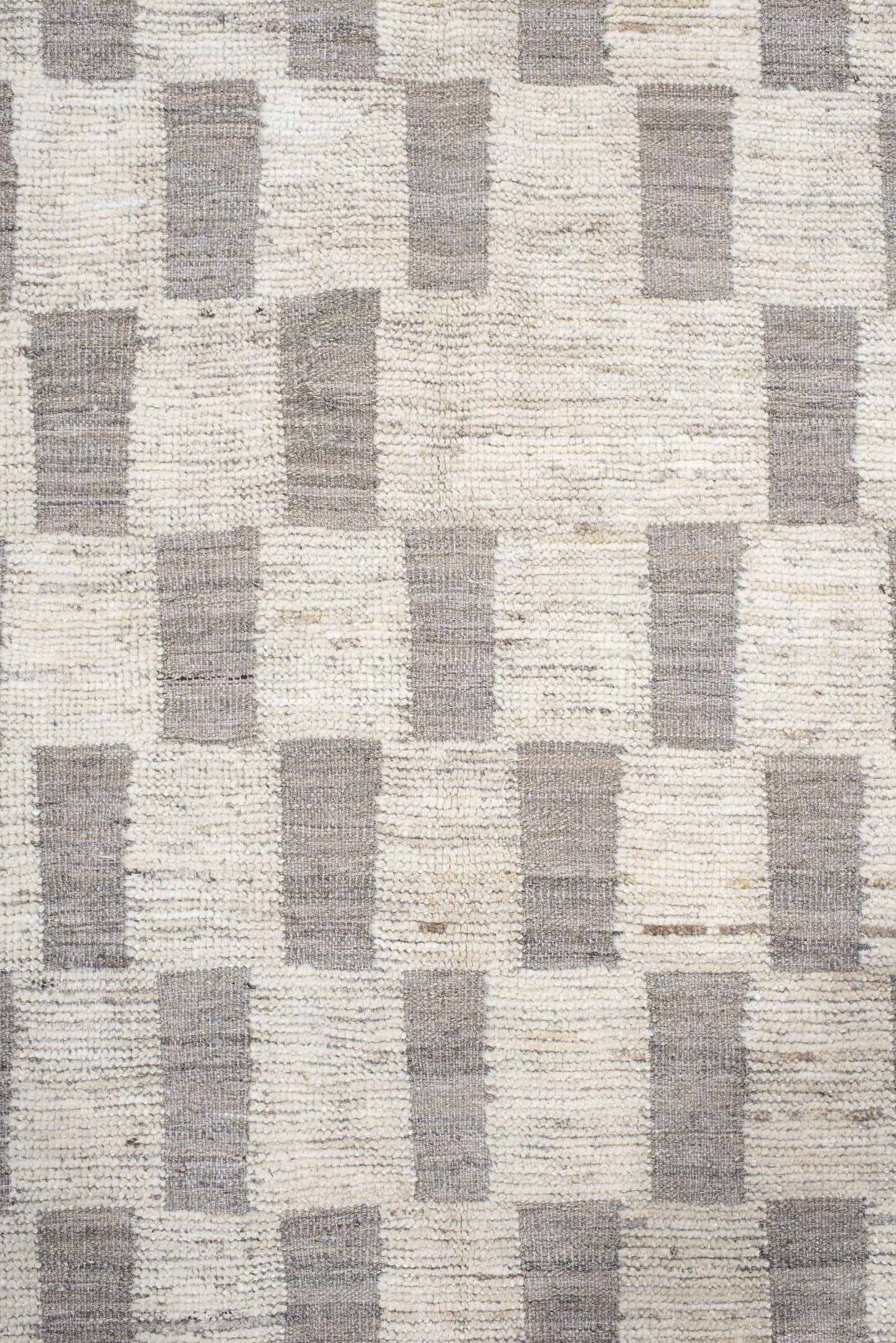 12' x 19' one-of-a-kind handmade vintage Tulu oversize rug. Color palette: ivory, taupe, gray, cream, beige