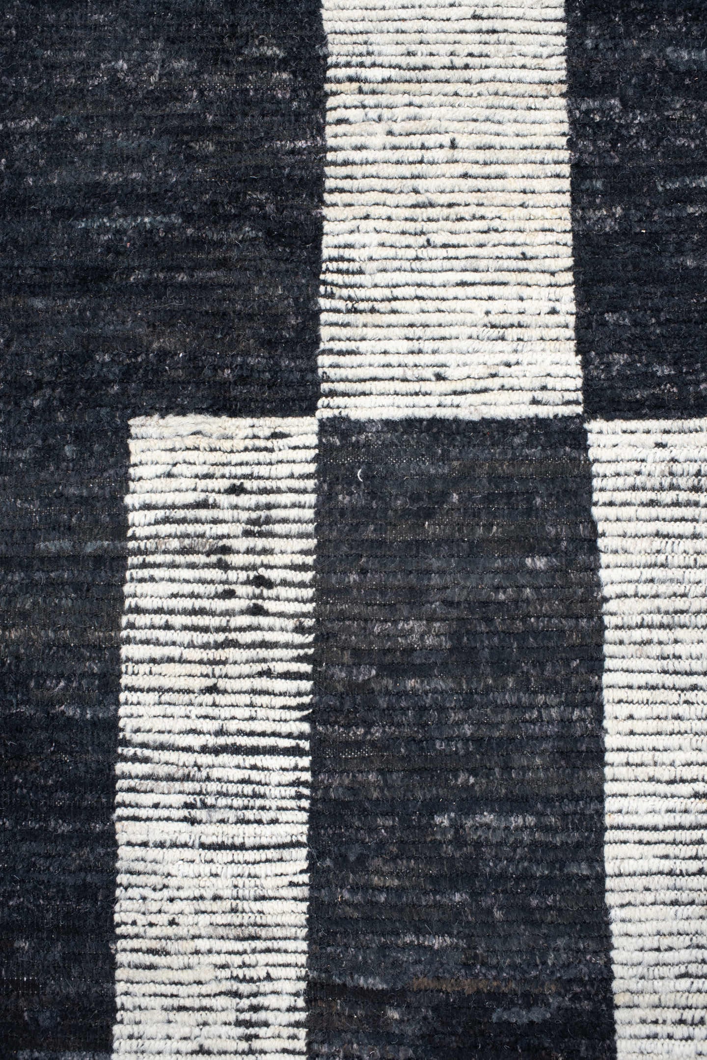 14' x 20' one-of-a-kind handmade vintage Tulu oversize rug. Color palette: ivory, charcoal, black, gray