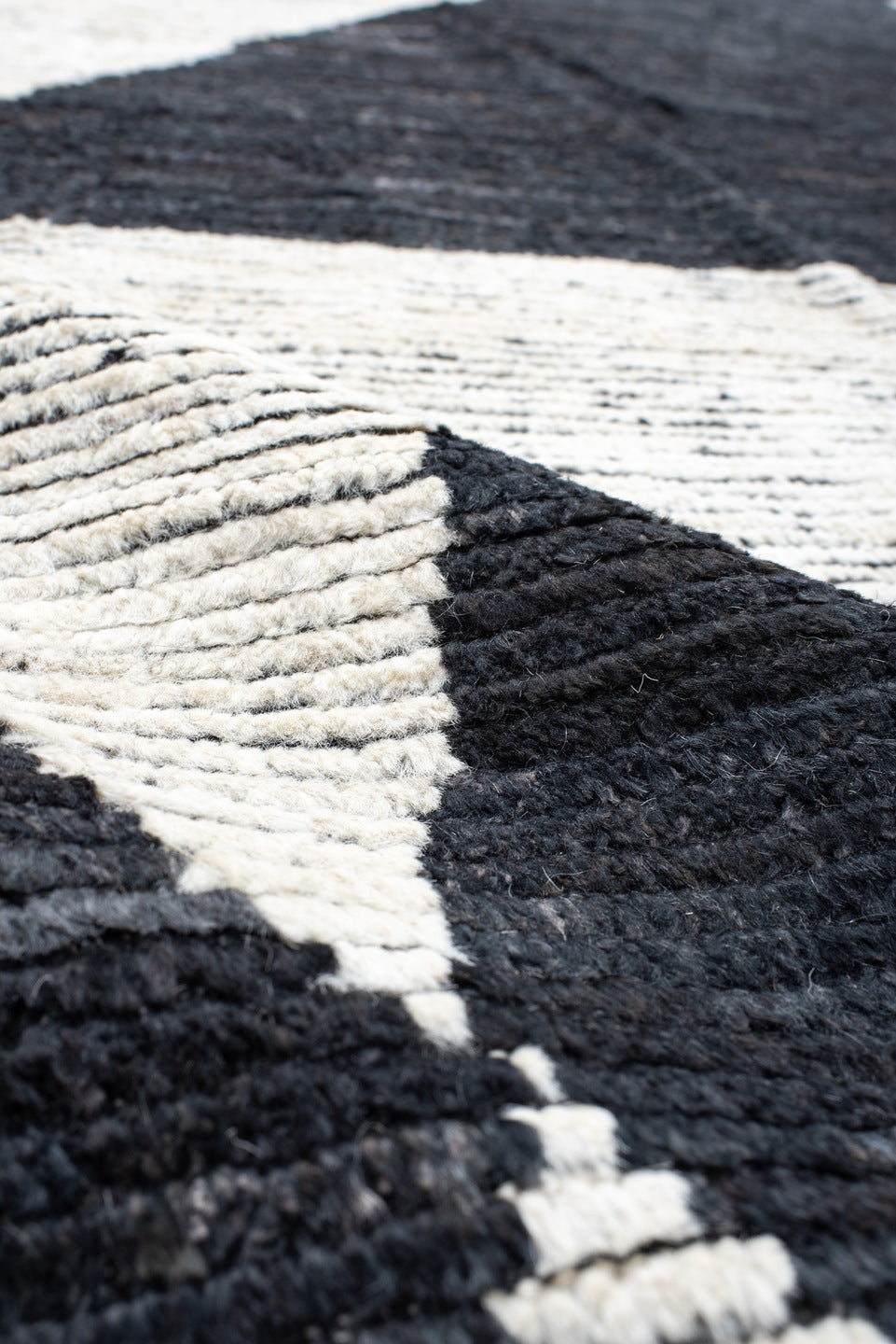 14' x 20' one-of-a-kind handmade vintage Tulu oversize rug. Color palette: ivory, charcoal, black, gray