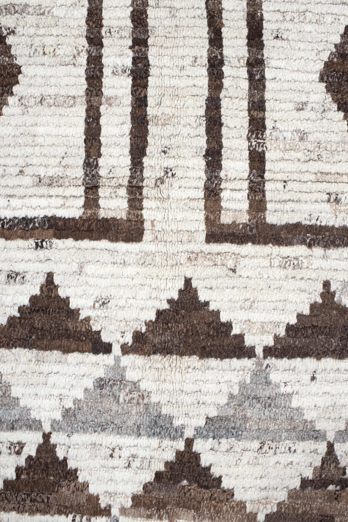 12' x 15' one-of-a-kind handmade vintage Tulu oversize rug. Color palette: ivory, brown, gray, taupe, beige