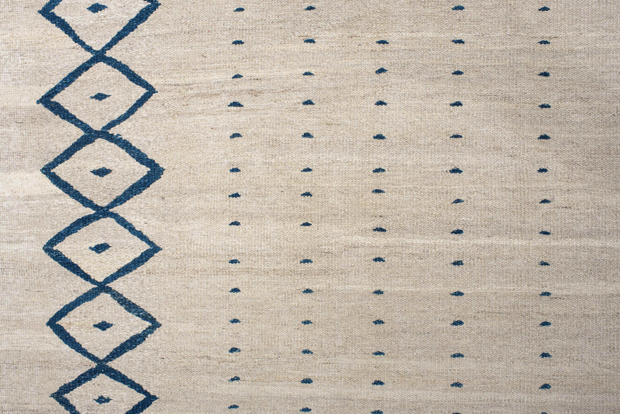 13' x 15' one-of-a-kind handmade vintage Kilim oversize rug. Color palette: ivory, teal, slate, gray