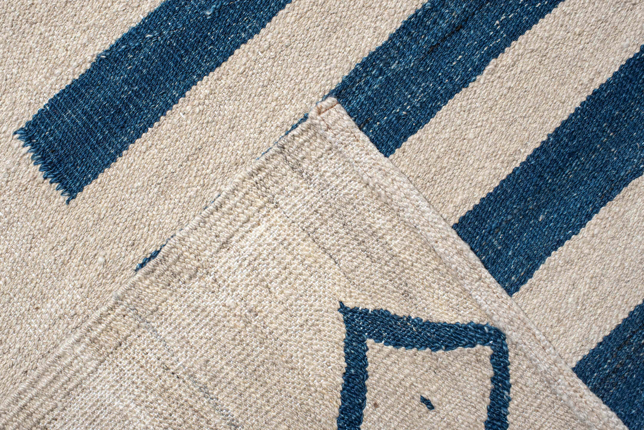 13' x 15' one-of-a-kind handmade vintage Kilim oversize rug. Color palette: ivory, teal, slate, gray