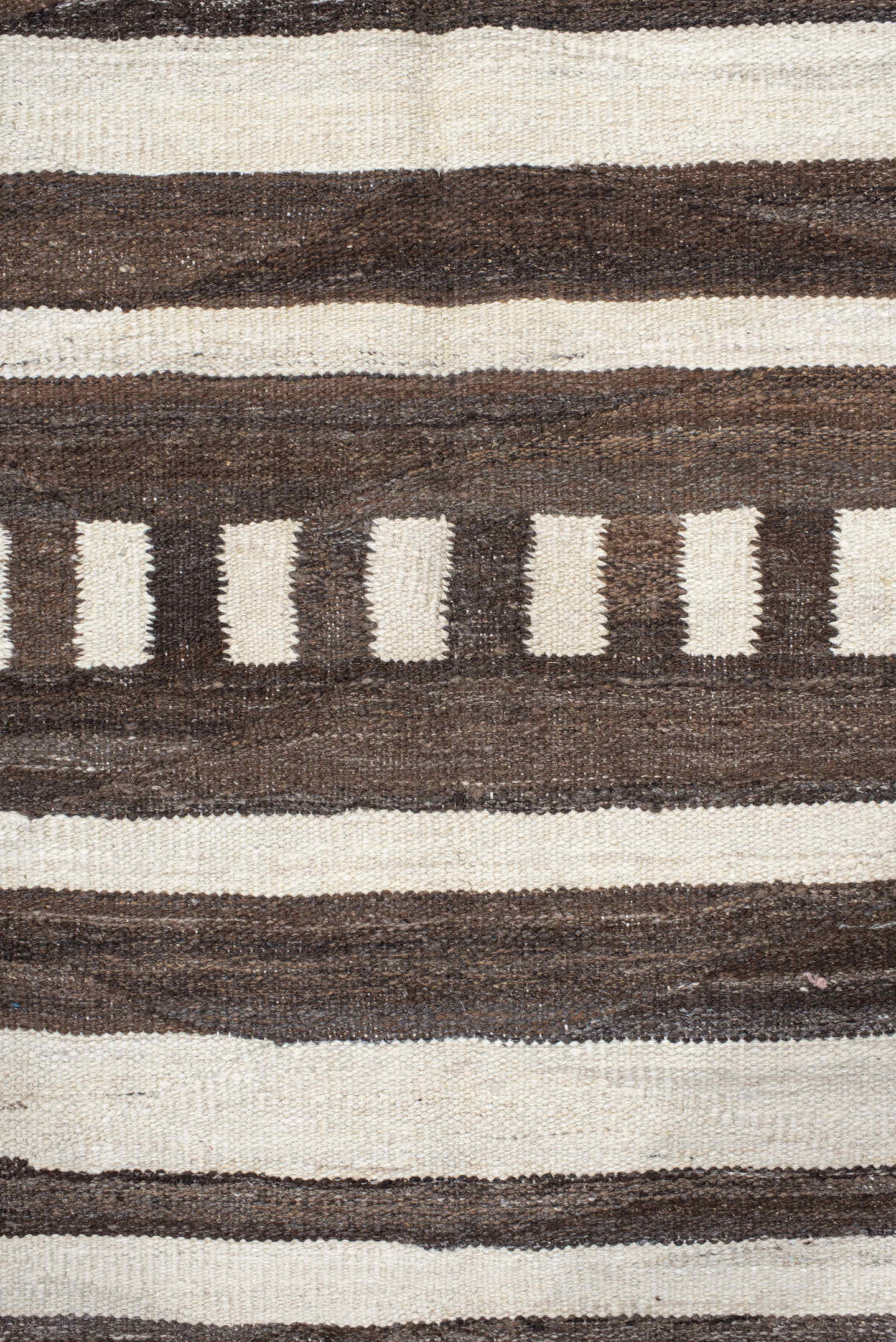 13' x 15' one-of-a-kind handmade vintage Kilim oversize rug. Color palette: brown, ivory, taupe, charcoal, beige, gray