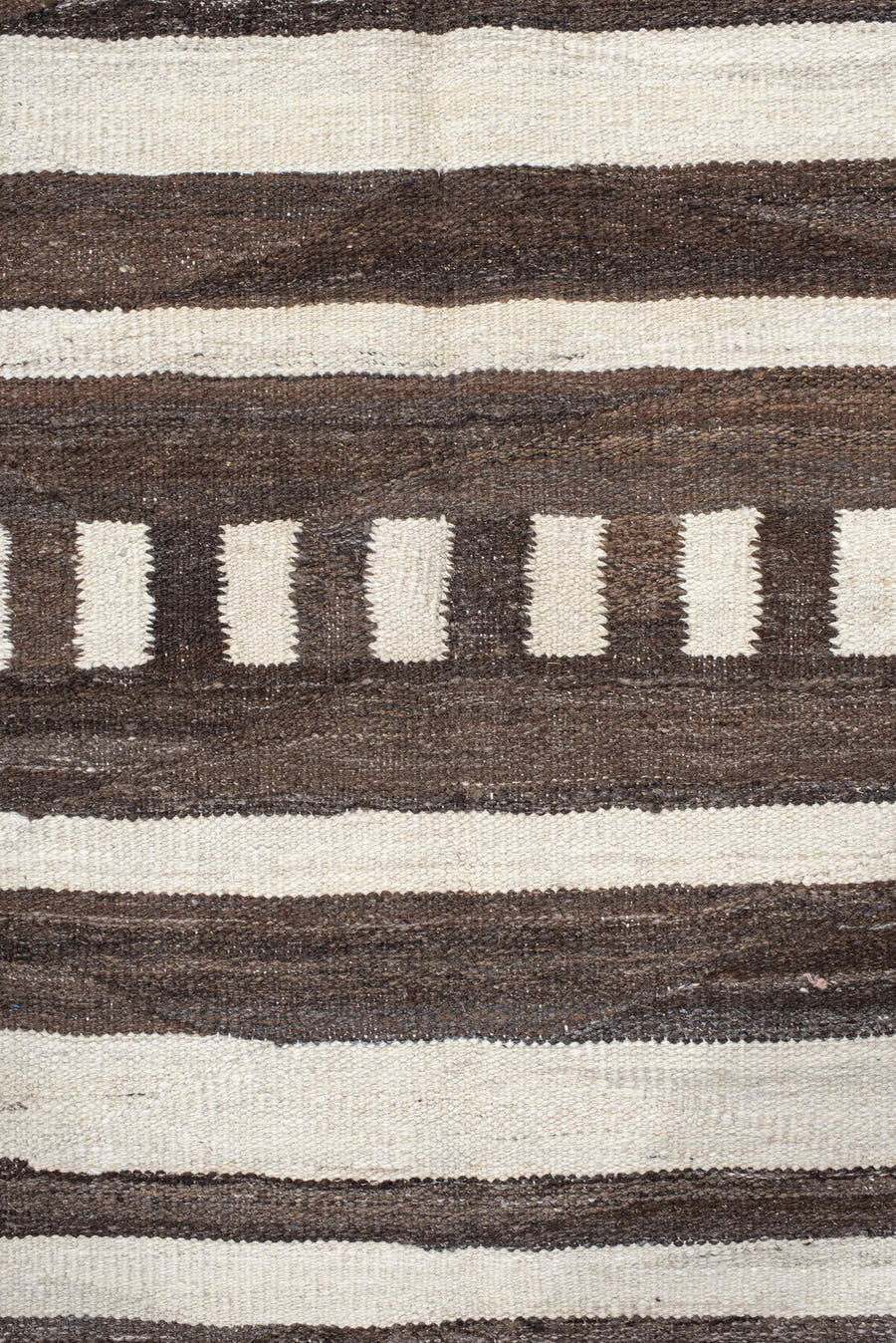 13' x 15' one-of-a-kind handmade vintage Kilim oversize rug. Color palette: brown, ivory, taupe, charcoal, beige, gray