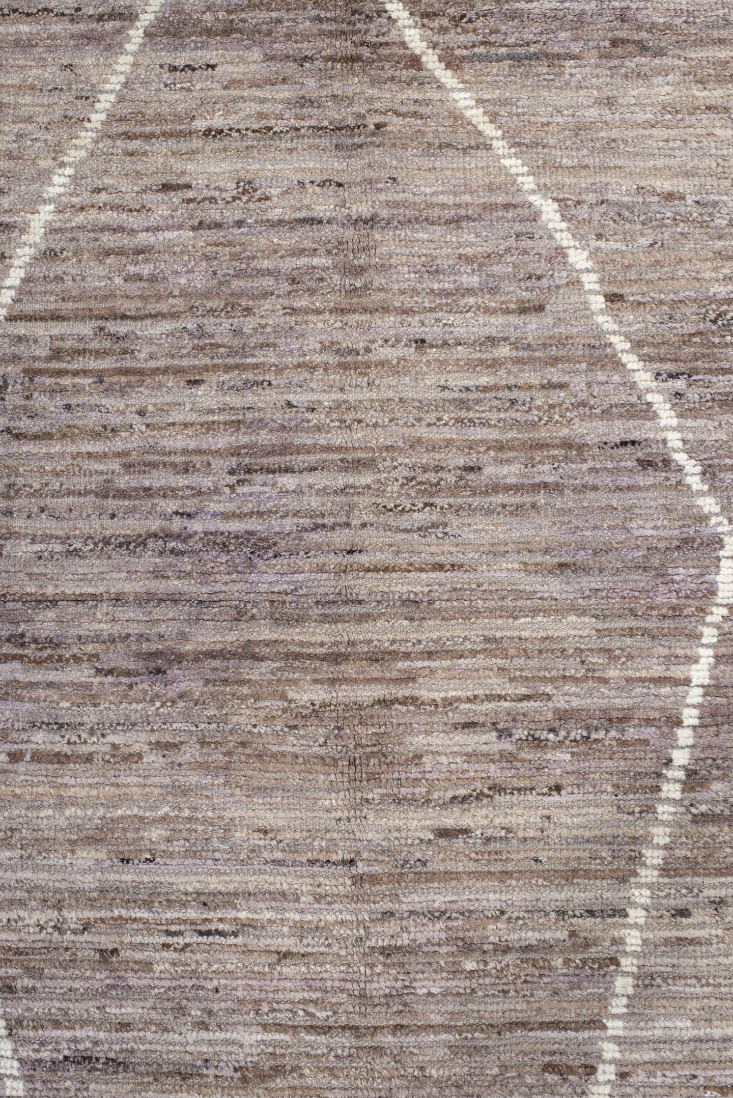 13' x 15' one-of-a-kind handmade vintage Tulu oversize rug. Color palette: taupe, lavender, ivory, gray, mauve, beige