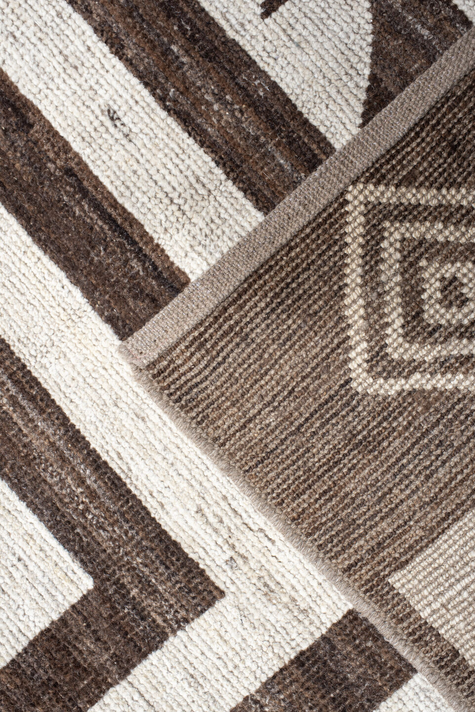 15' x 23' one-of-a-kind handmade vintage Tulu oversize rug. Color palette: ivory, brown, taupe, beige, gray