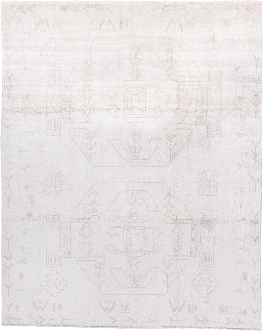 8' x 10' one-of-a-kind handmade vintage Moroccan large size rug. Color palette: ivory, blush, taupe, cream, pink, beige