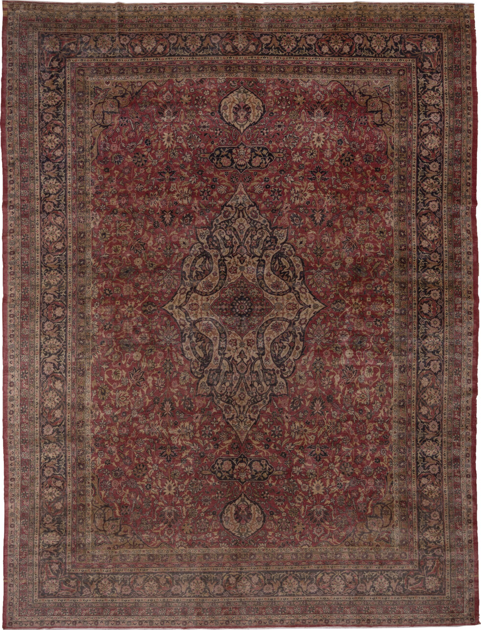 9' x 12' one-of-a-kind handmade vintage Sivas large size rug. Color palette: black, brown, charcoal, gray, pink, red