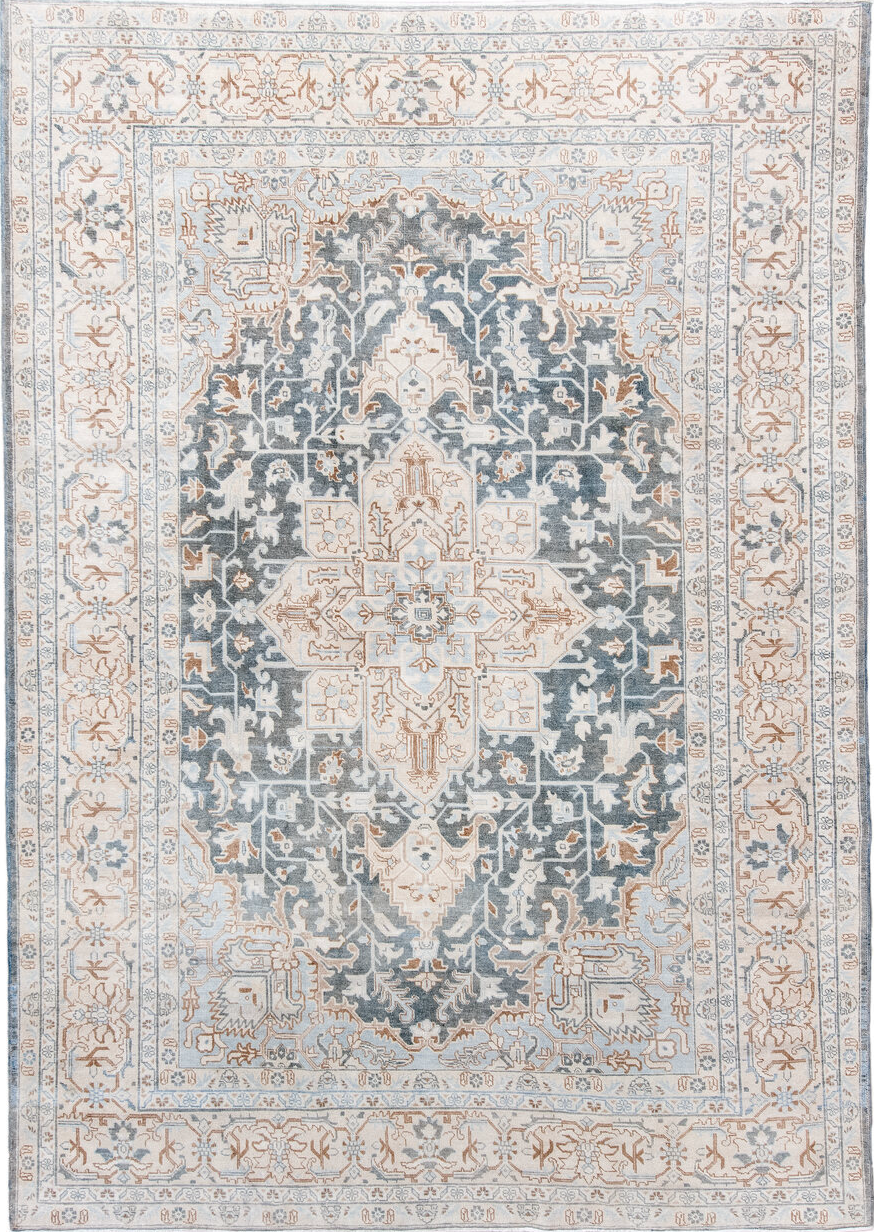 7' x 10' one-of-a-kind handmade vintage Tabriz large size rug. Color palette: brown, dark gray, dim gray, gainsboro, gray