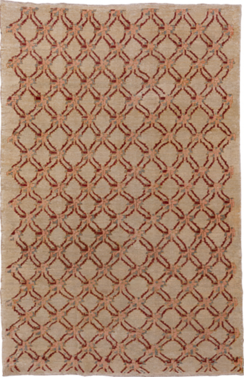 6' x 9' one-of-a-kind handmade vintage Konya medium size rug. Color palette: brown, gray, pink, red