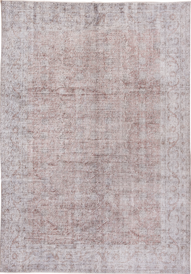 6' x 9' one-of-a-kind handmade vintage Overdyed medium size rug. Color palette: dark gray, gainsboro, gray, light gray